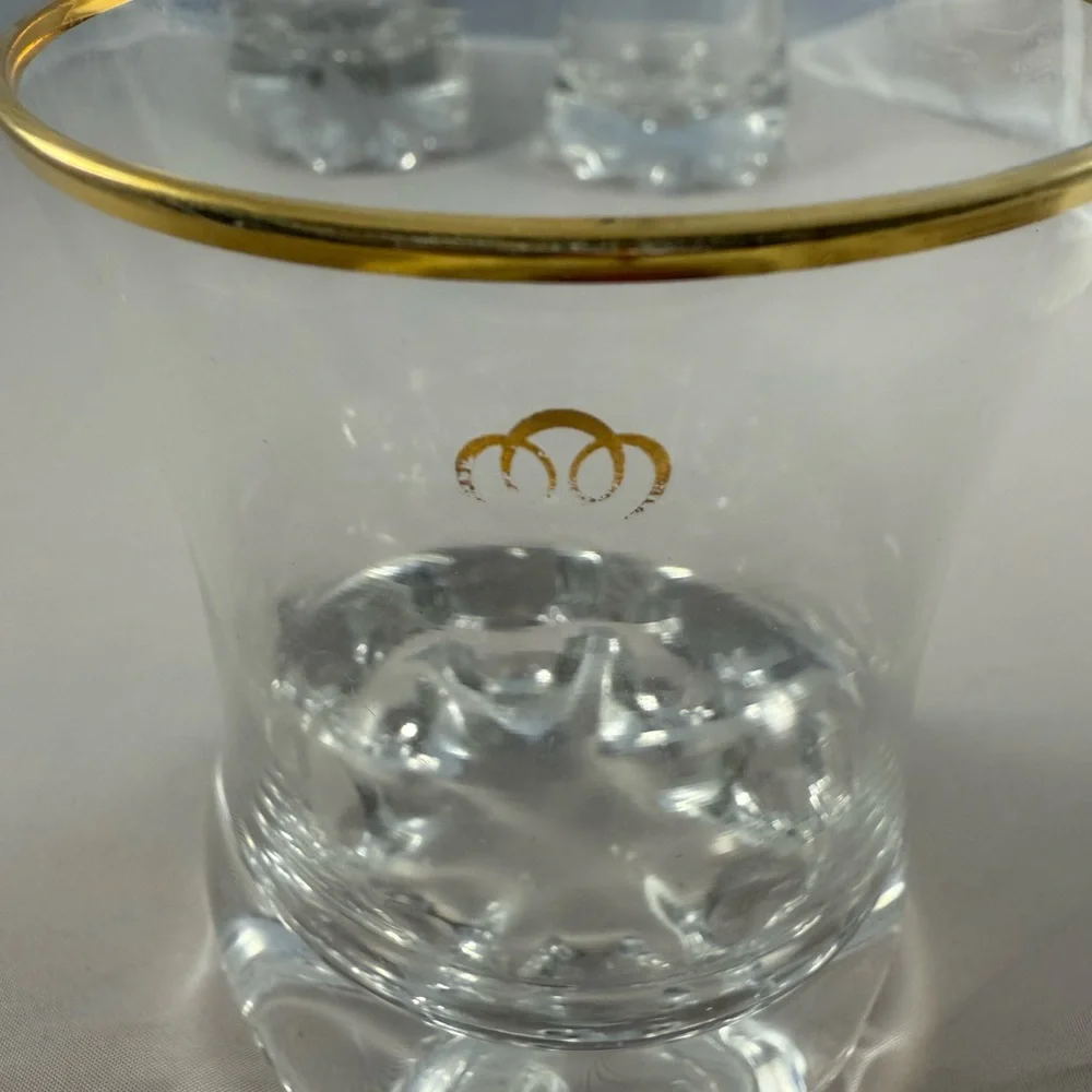 Crown Royal Gold Rimmed Glass Tumblers- Crown Royal Glassware ( Vintage)